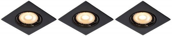 Lucide 11002/15/30 zápustné bodové svietidlo Focus 3x5W | LED GU10 | 3 x320lm | 3000K - žiarovka je súčasťou balenia, stmívaltené, čierna, štvorec