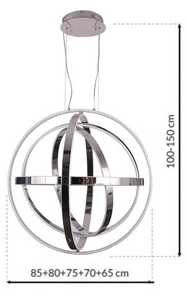 Závesné LED svietidlo Copernicus, 5x LED 260w, 3000k, ch