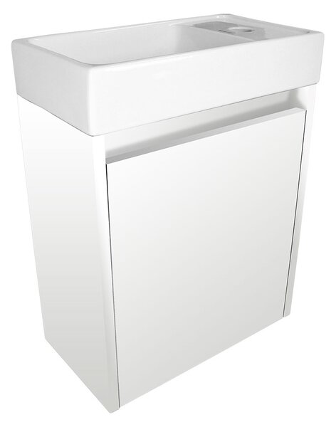 Comodo Kúpeľňová skrinka závesná s keramickým umývadlom Marta 40 White P/L