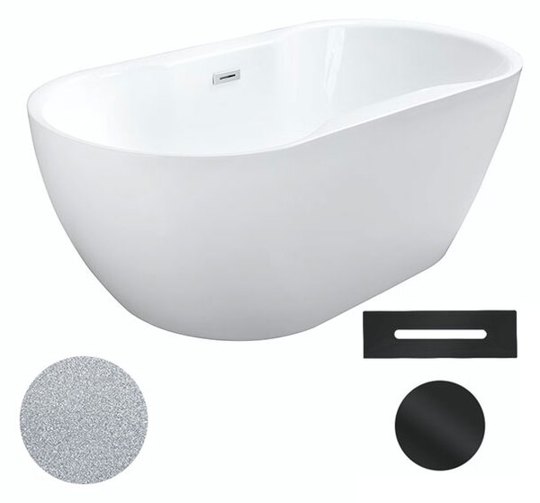 Besco Akrylátová voľne stojaca vaňa Navia Glam S 140x75 (150x80, 160x80) BESCO-Typ výpuste: Click-Clack s prepadom, chróm, BESCO-Rozmery: 140x75, BESCO-Farba: Biela/strieborná