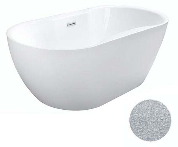Besco Akrylátová voľne stojaca vaňa Navia Glam S 140x75 (150x80, 160x80) BESCO-Typ výpuste: Click-Clack s prepadom, chróm, BESCO-Rozmery: 140x75, BESCO-Farba: Biela/strieborná