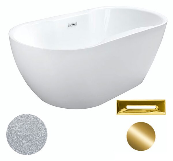 Besco Akrylátová voľne stojaca vaňa Navia Glam S 140x75 (150x80, 160x80) BESCO-Typ výpuste: Click-Clack s prepadom, chróm, BESCO-Rozmery: 140x75, BESCO-Farba: Biela/strieborná