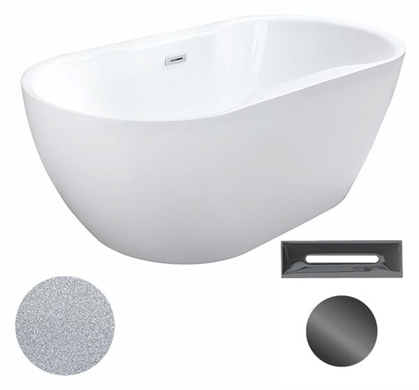 Besco Akrylátová voľne stojaca vaňa Navia Glam S 140x75 (150x80, 160x80) BESCO-Typ výpuste: Click-Clack s prepadom, chróm, BESCO-Rozmery: 140x75, BESCO-Farba: Biela/strieborná