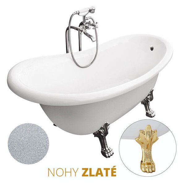 Besco Akrylátová voľne stojaca vaňa Otylia Glam S 160x77 (170x77) s prepadom BESCO-Typ výpuste: bez odpadového sifónu, BESCO-Nôžky: Čierna mat, BESCO-Rozmery: 160x77