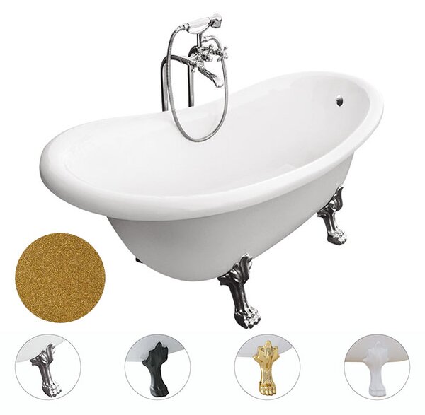 Besco Akrylátová voľne stojaca vaňa Otylia Glam Z 160x77 (170x77) s prepadom BESCO-Typ výpuste: bez odpadového sifónu, BESCO-Nôžky: Čierna mat, BESCO-Rozmery: 160x77