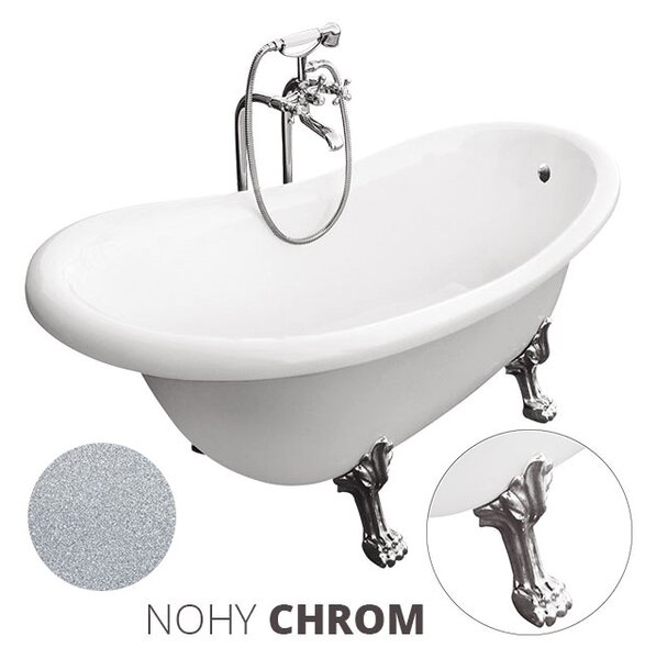 Besco Akrylátová voľne stojaca vaňa Otylia Glam S 160x77 (170x77) s prepadom BESCO-Typ výpuste: bez odpadového sifónu, BESCO-Nôžky: Čierna mat, BESCO-Rozmery: 160x77