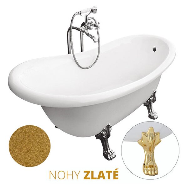 Besco Akrylátová voľne stojaca vaňa Otylia Glam Z 160x77 (170x77) s prepadom BESCO-Typ výpuste: bez odpadového sifónu, BESCO-Nôžky: Čierna mat, BESCO-Rozmery: 160x77