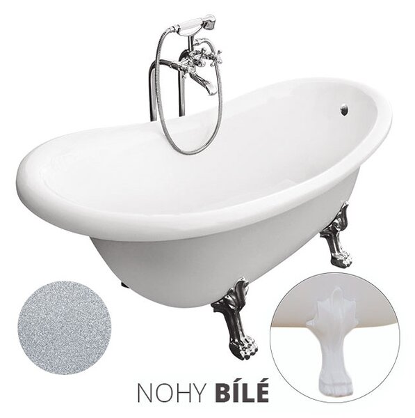Besco Akrylátová voľne stojaca vaňa Otylia Glam S 160x77 (170x77) s prepadom BESCO-Typ výpuste: bez odpadového sifónu, BESCO-Nôžky: Čierna mat, BESCO-Rozmery: 160x77