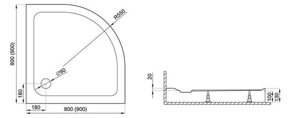 Polimat Krycí panel k štvrťkruhovej akrylátovej sprchovej vaničke Standard 2 80x80 (90x90) KP 10 POLIMAT-Farba: Biela, POLIMAT-Rozmery: 80x80