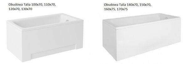 Besco Krycí panel k obdĺžnikovej vani Talia P 100x70 (110,120,130,140,150x70, 160,170x75), biely BESCO-Rozmery: 100x70, BESCO-Farba: Biela