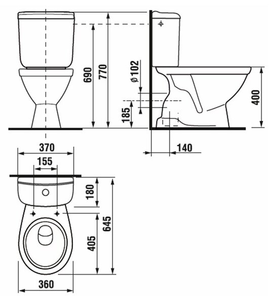 WC kombi Jika UNI H8241790007873 so spodným odpadom
