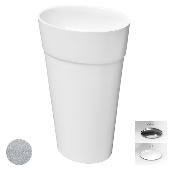 Besco Voľne stojace umývadlo z liateho mramoru Uniqa Glam S UM VS 46,5x32,5x84 cm, sifón Click-Clack BESCO-Typ výpuste: Click-Clack, chróm, BESCO-Rozmery: 46,5x32,5