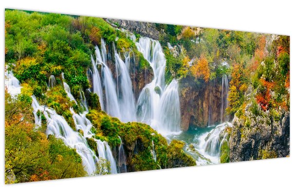 Obraz - Národný park Plitvické jazerá (120x50 cm)