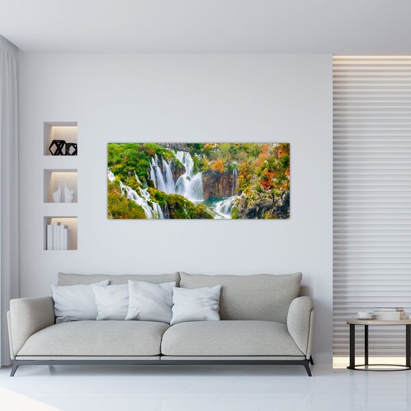 Obraz - Národný park Plitvické jazerá (120x50 cm)