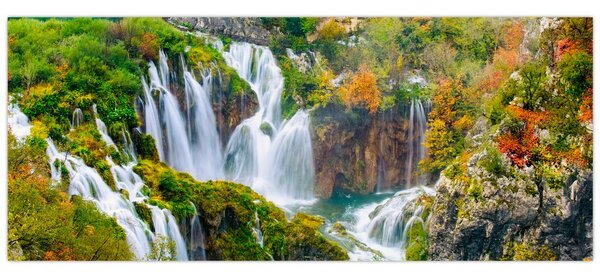 Obraz - Národný park Plitvické jazerá (120x50 cm)
