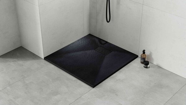 Besco Štvorcová sprchová vanička z SMC kompozitu VEXO BLACK SQ 80x80 (90x90) BESCO-Rozmery: 80x80