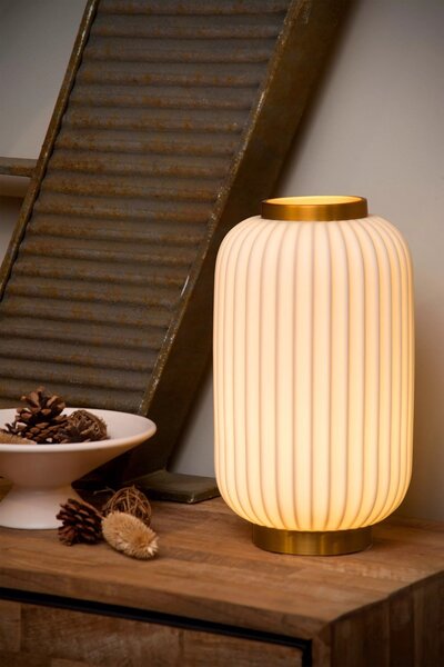 Lucide 13535/34/31 stolná lampička Gosse 1x40W | E14 - biela, porcelán, vypínač na kábli