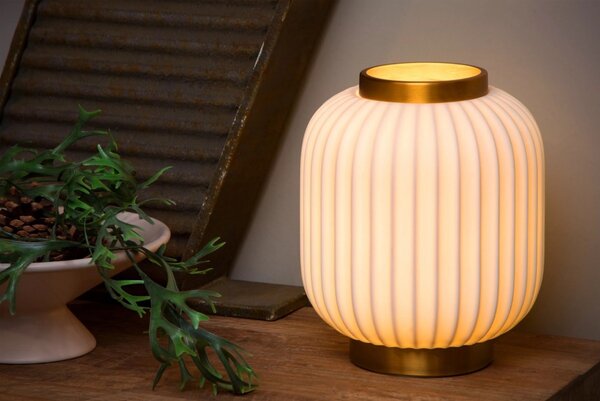 Lucide 13535/24/31 stolná lampička Gosse 1x40W | E14 - biela, porcelán, vypínač na kábli