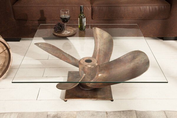 Dizajnový konferenčný stolík Propeller, 85 cm, antik medený