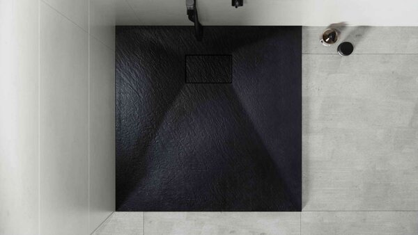 Besco Štvorcová sprchová vanička z SMC kompozitu VEXO BLACK SQ 80x80 (90x90) BESCO-Rozmery: 80x80