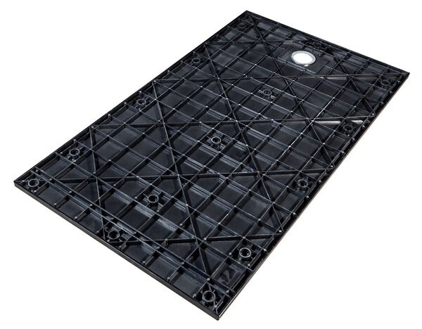 Besco Obdĺžniková sprchová vanička z SMC kompozitu VEXO BLACK R 100x80 (120x80, 120-180x90) BESCO-Rozmery: 100x80