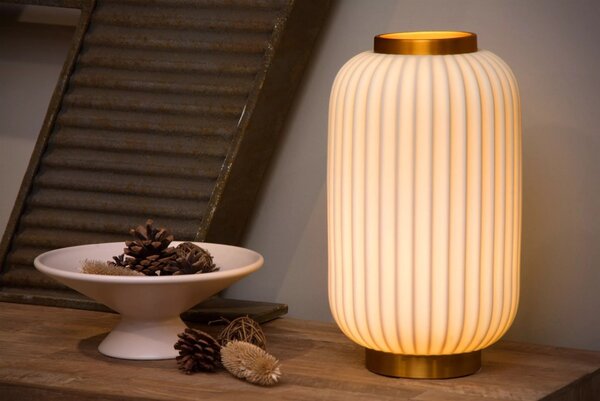 Lucide 13535/34/31 stolná lampička Gosse 1x40W | E14 - biela, porcelán, vypínač na kábli