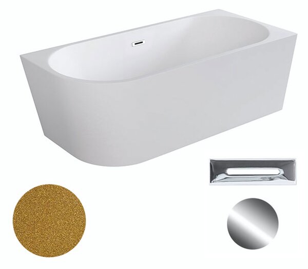 Besco Akrylátová voľne stojaca rohová vaňa Zoya Glam Z 150x75 (170x80) biela/zlatá BESCO-Typ výpuste: Click-Clack s prepadom, chróm, BESCO-Rozmery: 150x75, BESCO-Orientácia: Ľavá