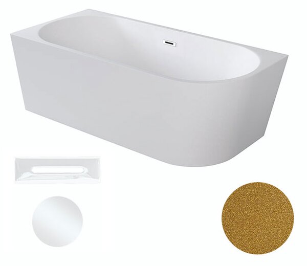 Besco Akrylátová voľne stojaca rohová vaňa Zoya Glam Z 150x75 (170x80) biela/zlatá BESCO-Typ výpuste: Click-Clack s prepadom, chróm, BESCO-Rozmery: 150x75, BESCO-Orientácia: Ľavá