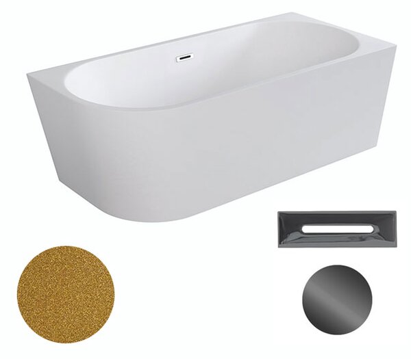 Besco Akrylátová voľne stojaca rohová vaňa Zoya Glam Z 150x75 (170x80) biela/zlatá BESCO-Typ výpuste: Click-Clack s prepadom, chróm, BESCO-Rozmery: 150x75, BESCO-Orientácia: Ľavá