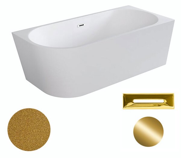 Besco Akrylátová voľne stojaca rohová vaňa Zoya Glam Z 150x75 (170x80) biela/zlatá BESCO-Typ výpuste: Click-Clack s prepadom, chróm, BESCO-Rozmery: 150x75, BESCO-Orientácia: Ľavá