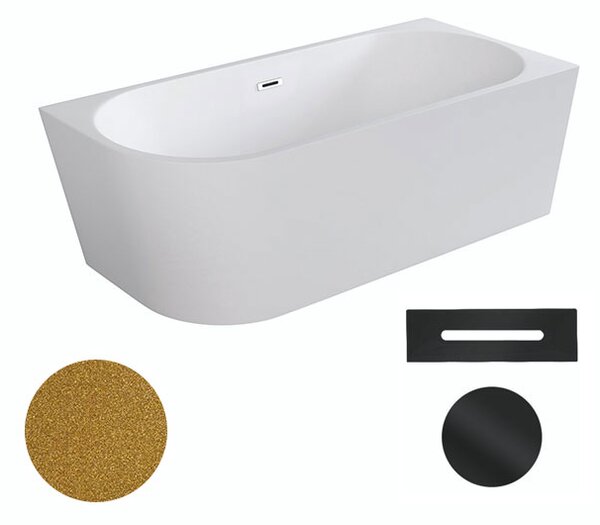 Besco Akrylátová voľne stojaca rohová vaňa Zoya Glam Z 150x75 (170x80) biela/zlatá BESCO-Typ výpuste: Click-Clack s prepadom, chróm, BESCO-Rozmery: 150x75, BESCO-Orientácia: Ľavá