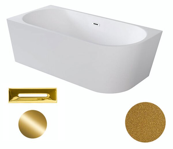 Besco Akrylátová voľne stojaca rohová vaňa Zoya Glam Z 150x75 (170x80) biela/zlatá BESCO-Typ výpuste: Click-Clack s prepadom, chróm, BESCO-Rozmery: 150x75, BESCO-Orientácia: Ľavá