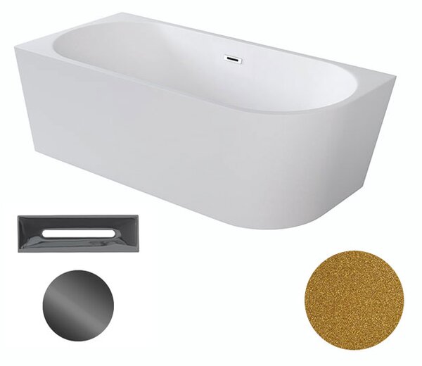 Besco Akrylátová voľne stojaca rohová vaňa Zoya Glam Z 150x75 (170x80) biela/zlatá BESCO-Typ výpuste: Click-Clack s prepadom, chróm, BESCO-Rozmery: 150x75, BESCO-Orientácia: Ľavá