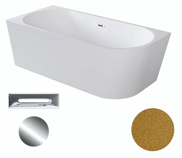 Besco Akrylátová voľne stojaca rohová vaňa Zoya Glam Z 150x75 (170x80) biela/zlatá BESCO-Typ výpuste: Click-Clack s prepadom, chróm, BESCO-Rozmery: 150x75, BESCO-Orientácia: Ľavá