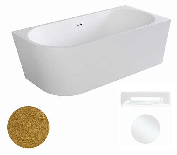 Besco Akrylátová voľne stojaca rohová vaňa Zoya Glam Z 150x75 (170x80) biela/zlatá BESCO-Typ výpuste: Click-Clack s prepadom, chróm, BESCO-Rozmery: 150x75, BESCO-Orientácia: Ľavá