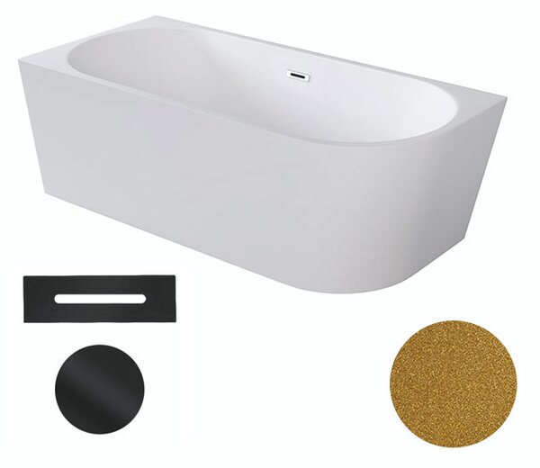 Besco Akrylátová voľne stojaca rohová vaňa Zoya Glam Z 150x75 (170x80) biela/zlatá BESCO-Typ výpuste: Click-Clack s prepadom, chróm, BESCO-Rozmery: 150x75, BESCO-Orientácia: Ľavá