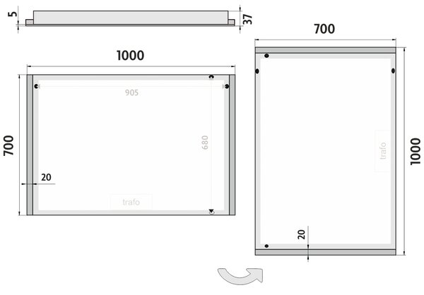 Nimco LED zrkadlo 1000x700 - ZP 11004