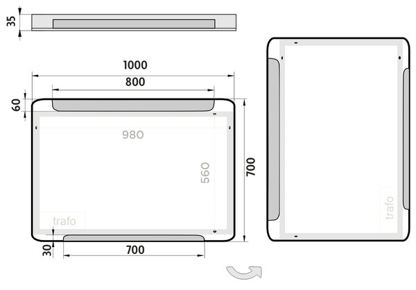 Nimco LED zrkadlo 1000x700 - ZP 22004