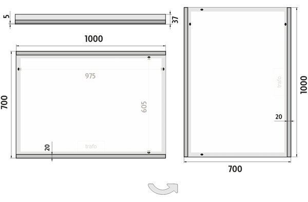 Nimco LED zrkadlo 1000x700 - ZP 12004
