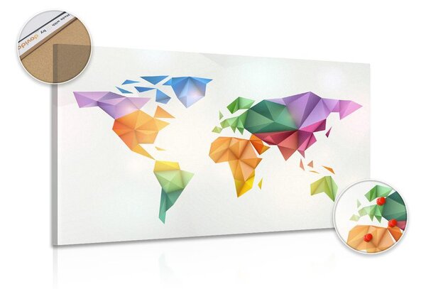 Obraz na korku farebná mapa sveta v štýle origami