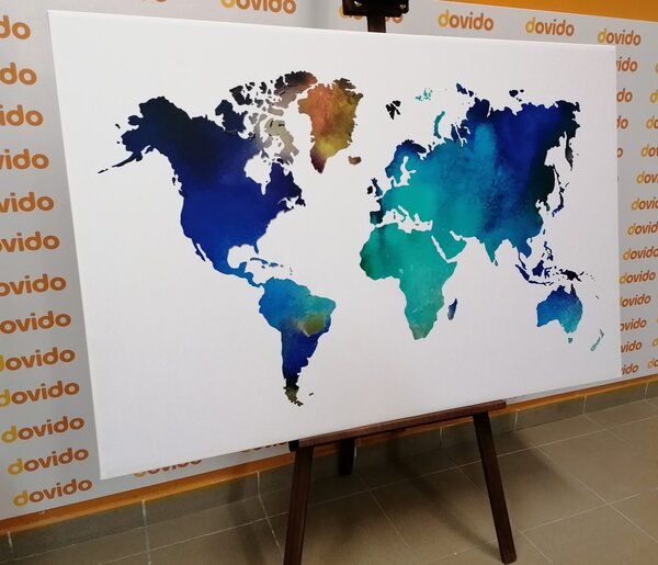 Obraz na korku farebná mapa sveta v akvarelovom prevedení