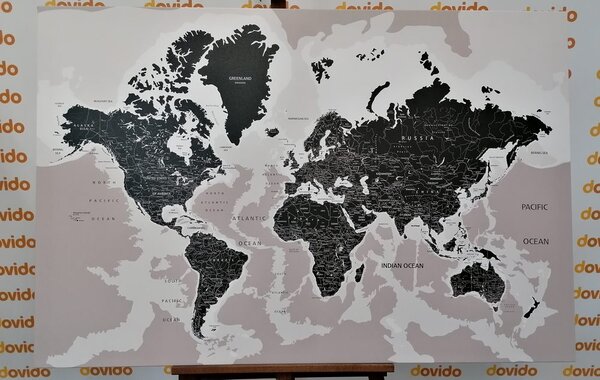 Obraz na korku moderná čiernobiela mapa