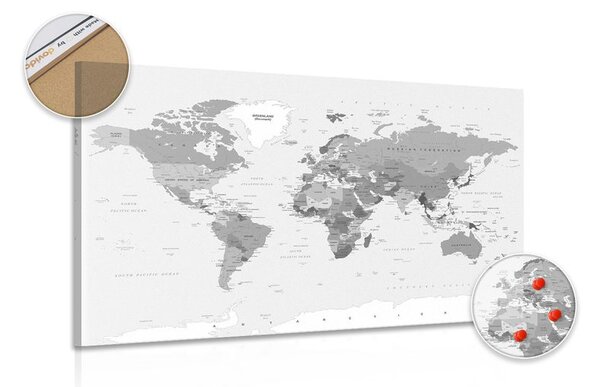 Obraz na korku klasická čiernobiela mapa
