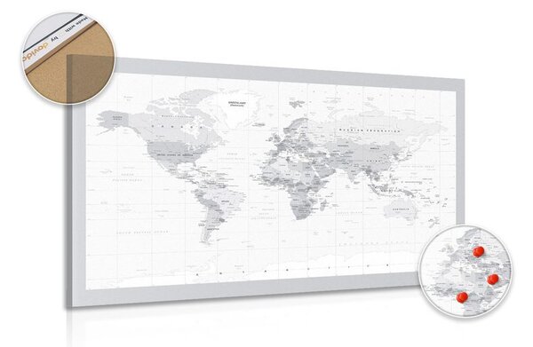 Obraz na korku klasická čiernobiela mapa so šedým okrajom