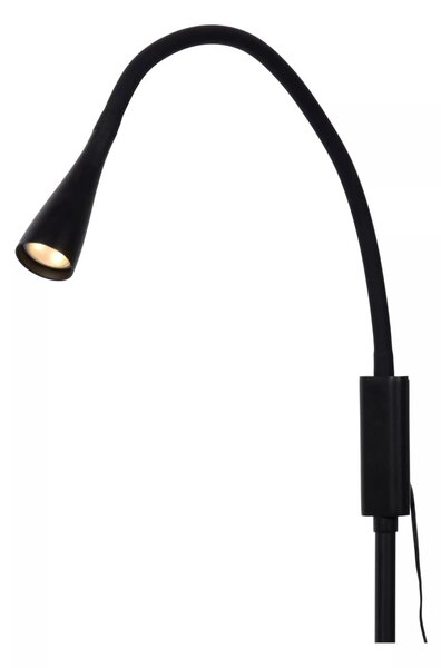 Lucide 18756/03/30 LED stojacia čítacia lampa Zozy 1x4W | 250 lm | 3000K - čierna, nastaviteľná, stmievateľná