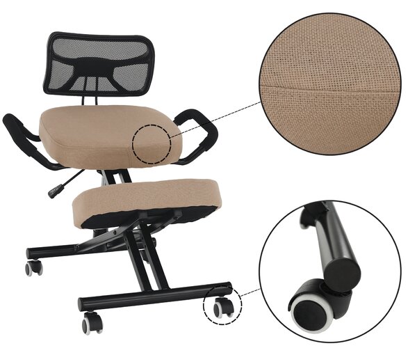 KONDELA Ergonomická kľakačka, béžová/čierna, RUFUS