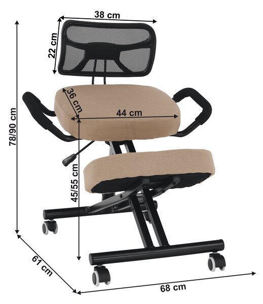KONDELA Ergonomická kľakačka, béžová/čierna, RUFUS