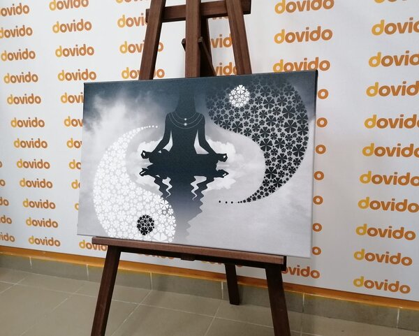 Obraz jin a jang jóga v čiernobielom prevedení