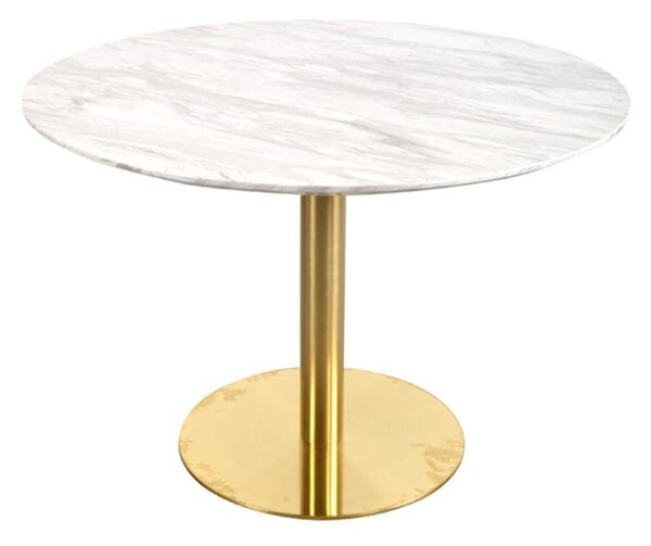 Okrúhly jedálenský stôl Kane 110 cm imitácia mramoru / mosadz