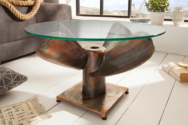 Dizajnový konferenčný stôl Propeller, 60 cm, medený antik
